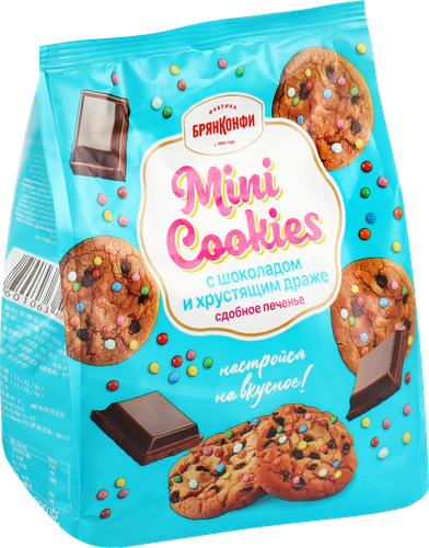 

Печенье Брянконфи Mini Cookies с шоколадом и хрустящим драже сдобное 200 г