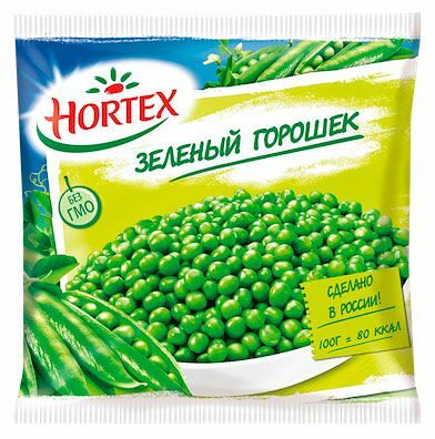 Горошек зелёный быстрозамороженный Hortex 400 г