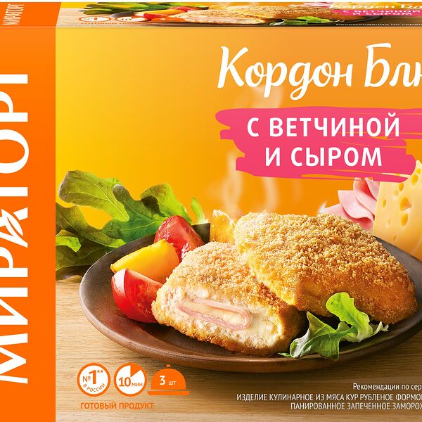 Кордон блю Мираторг с ветчиной и сыром 405 г