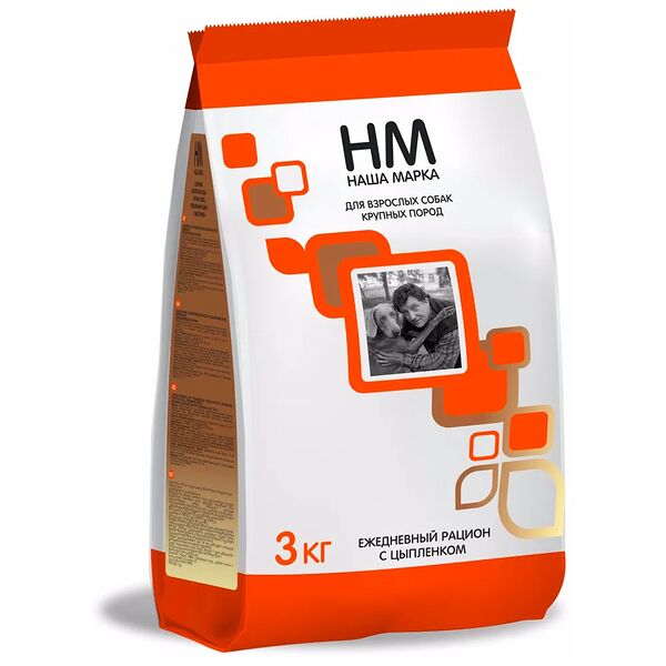Сухой корм Наша Марка для взрослых собак крупных пород с цыпленком, 3 кг 
