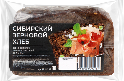 

Хлеб Сибирский пекарь Зерновой мультизлаковый со льном нарезка 280 г