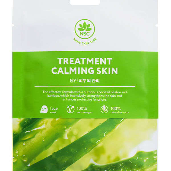 Успокаивающая и заживляющая тканевая маска для лица NSC Name Skin Care Treatment Calming Skin с экстрактами алоэ и бамбука 22 г