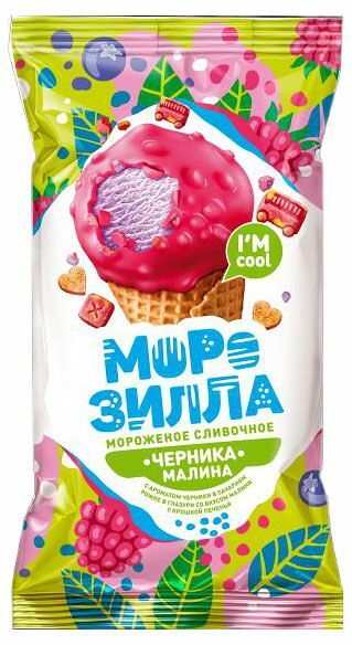 Мороженое Морозилла сливочное черника в глазури с ароматом малины 70 г