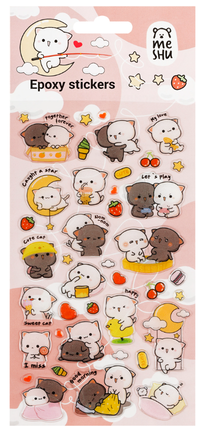 

Наклейки гелевые MESHU Cute kittens, 10х23см, пакет европодвес