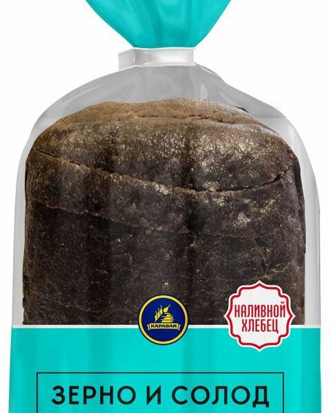 Хлебец ржано-пшеничный Каравай Черный Янтарь наливной зерно и солод в нарезке 300г