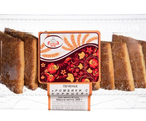 Печенье Русская Печь Ромбики с корицей, 250 г
