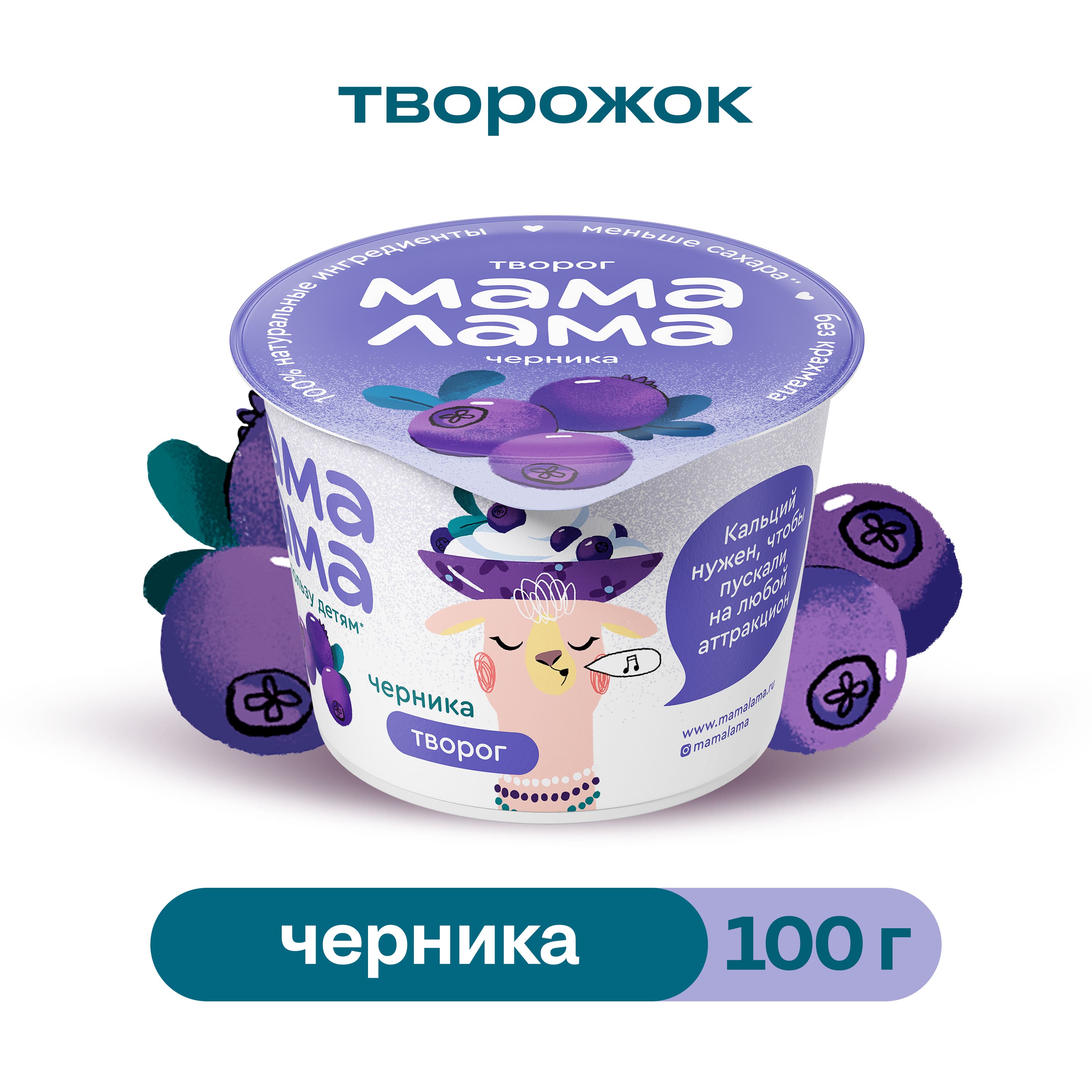 

Творог Черника Мама Лама 3.8%, 100 г