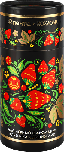 Чай черный Лента Русские узоры Клубника со сливками листовой 85 г