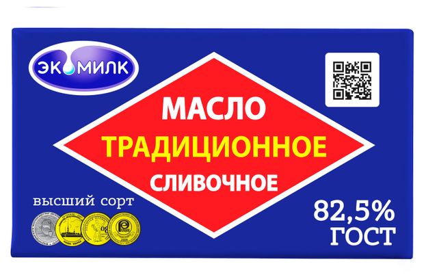 

Масло сливочное Экомилк Традиционное 82.5% 180 г