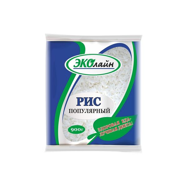 Крупа рис ЭКОЛАЙН Популярный длиннозерный 900г