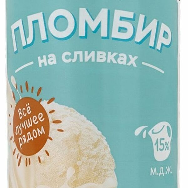 Мороженое Белая Долина Пломбир настоящий на сливках ГОСТ 15% 500 г