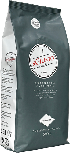 

Кофе зерновой S.Giusto Cremoso натуральный жареный с кофеином 500 г