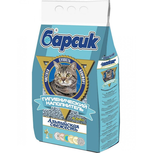 Наполнитель для кошачьего туалета Барсик Альпийская свежесть глиняный 4.54 л