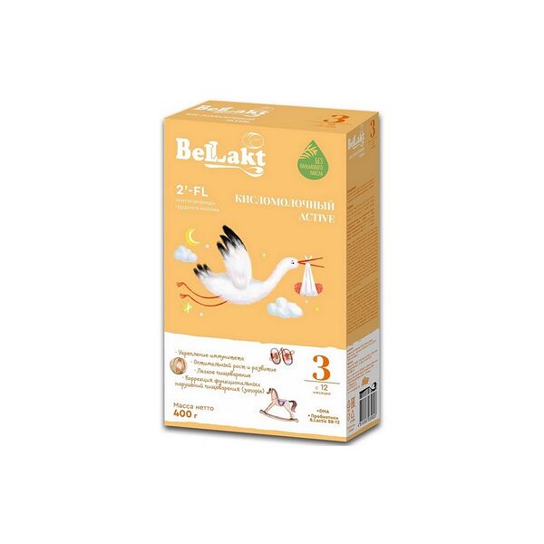 Напиток сухой  кисломолочный Беллакт Кисломолочный Active 3 ДП к/кор вес 400г. с 12 месяцев