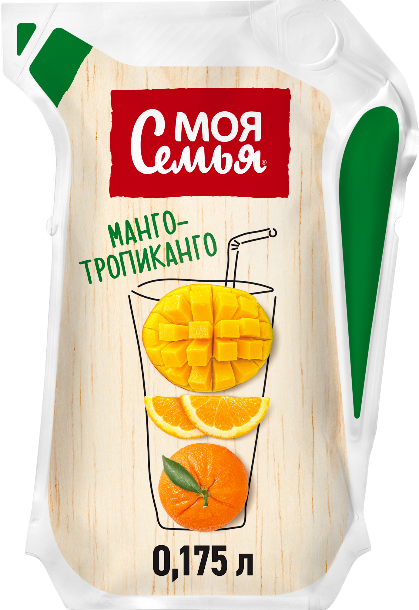 

Напиток сокосодержащий Моя Семья из апельсина, мандарина и манго Манго - Тропиканго 175 мл
