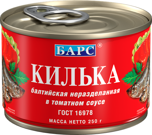 

Килька Барс балтийская неразделанная в томатном соусе 250 г