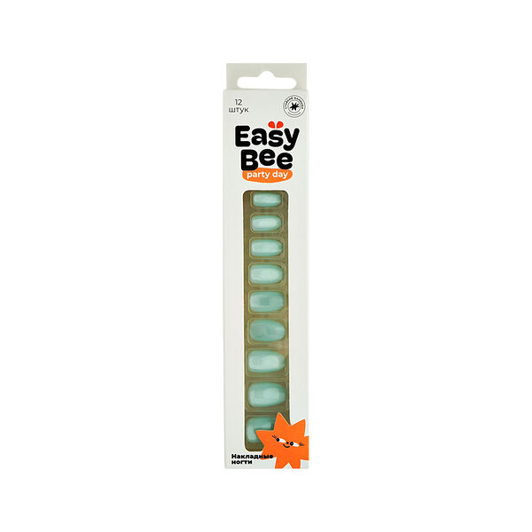 Набор накладных ногтей с клеевыми стикерами Easybee Nail Day Mint Shine (12 шт + клеевые стикеры 24 шт)