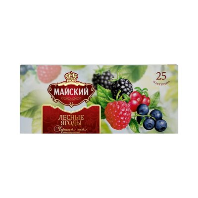 Чай черный Майский Лесные ягоды Байховый ароматиз 25п*1,5г 37,5