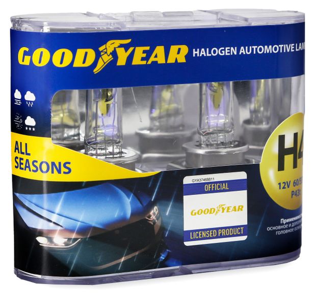 

Лампа автомобильная Goodyear All Seasons галогеновая Н4 12V 60/55W P43T, 2 шт.