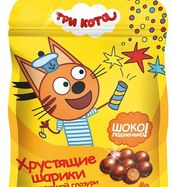 Шарики Три Кота хрустящие в шоколадной глазури 75 г