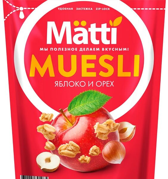 Мюсли Matti с орехом и яблоком 250 г