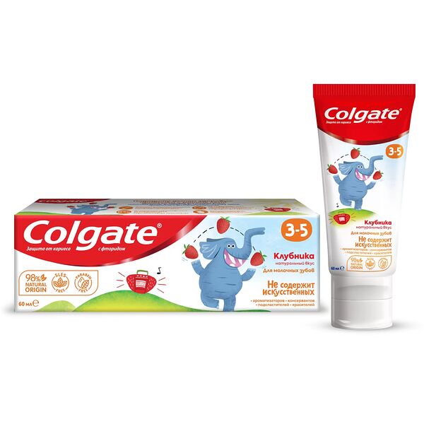 Зубная паста детская Colgate Клубника с фторидом для детей 3-5 лет 60 мл
