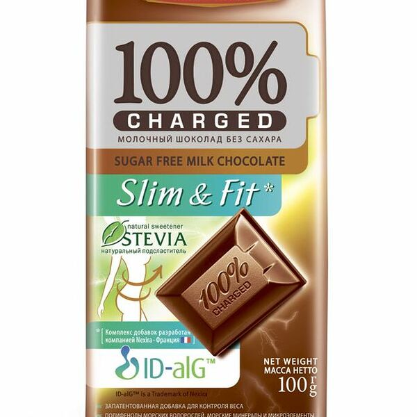 Шоколад молочный Победа Charged Slim&Fit без добавления сахара 100 г