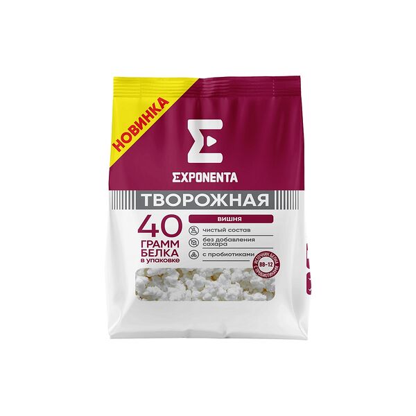 Продукт творожный обезжиренный Exponent с бифидобактериями ВВ-12, вишня