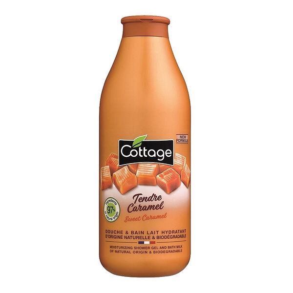 COTTAGE Гель для душа и пена для ванны 2 в 1 Moisturizing Shower Gel & Bath Milk Sweet Caramel, 750 мл