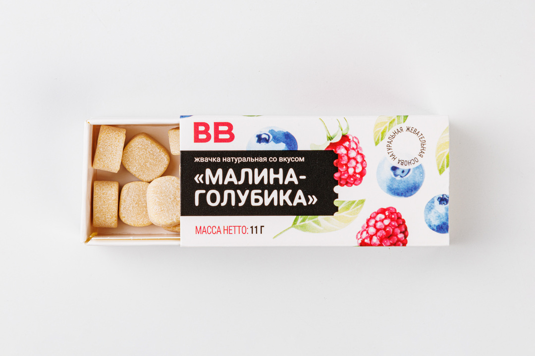 

Жвачка натуральная ВкусВилл со вкусом Малина-голубика 11 г