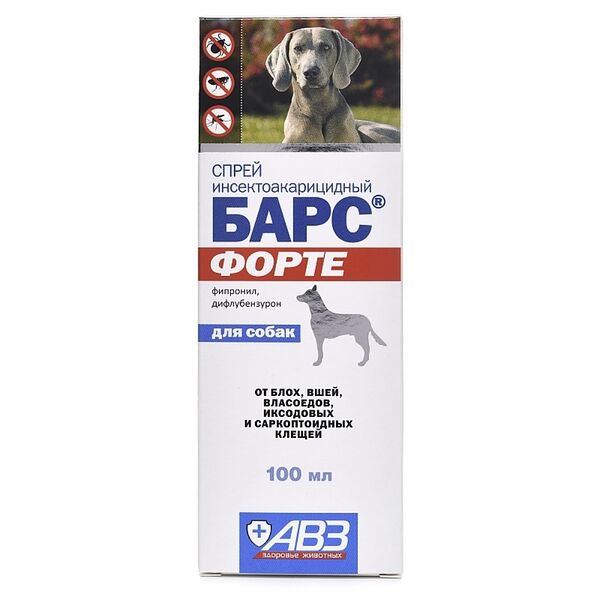 Спрей для собак АВЗ Барс Форте инсектоакарицидный 100 мл