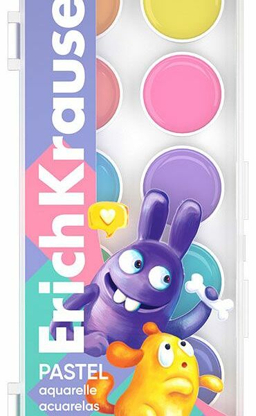 Краски акварельные ErichKrause Jolly Friends Pastel 12 цветов