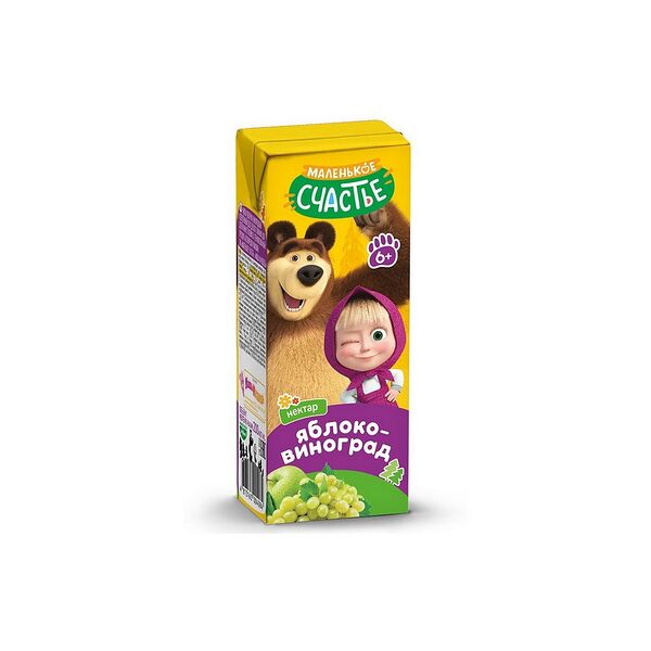 Нектар Маленькое счастье Маша и Медведь яблочно-виноградный осв 0,2л ДП