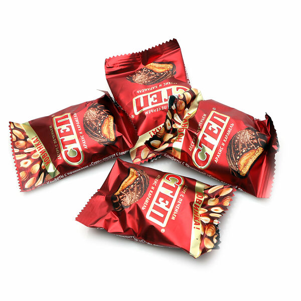 Конфеты Степ десерт с печеньем арахис и карамель, вес