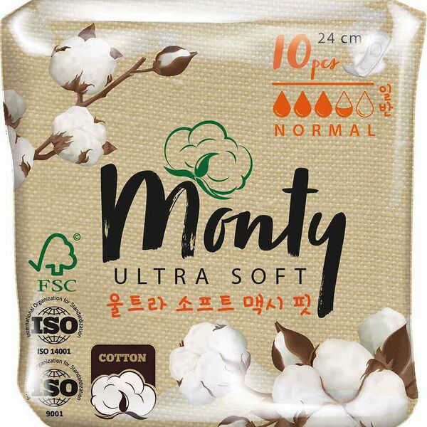 Прокладки гигиенические Monty Ultra Soft Normal Plus 24 см 10 шт