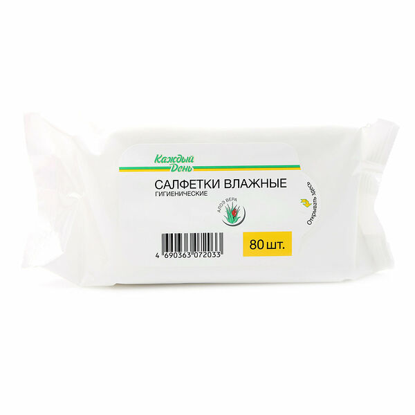 Влажные салфетки Каждый день Гигиенические, 80 шт