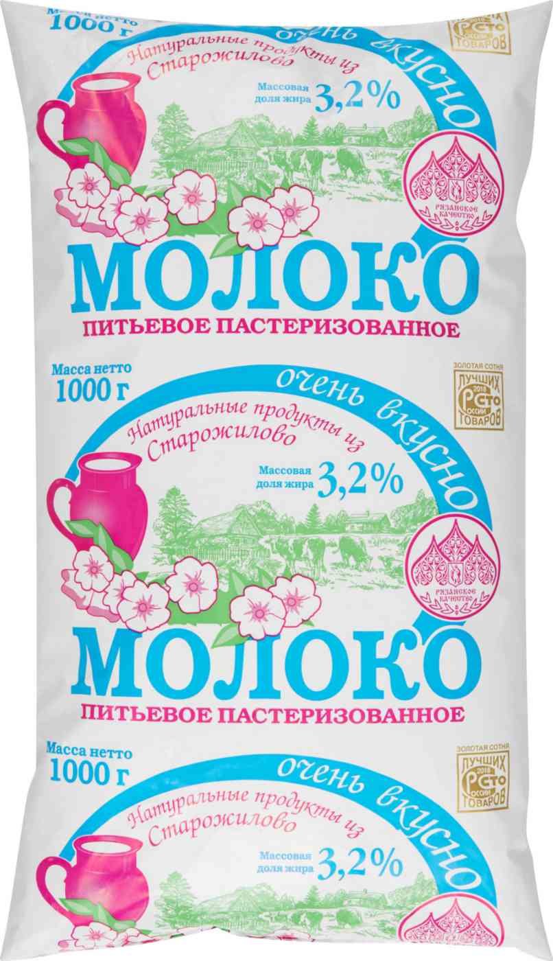 

Молоко Продукты Из Старожилово пастеризованное, 3.2%, 1 г