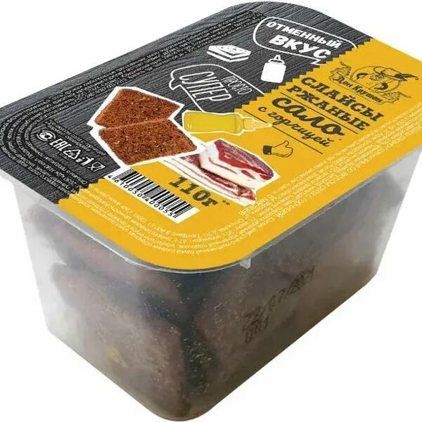 Гренки Дон Крутон слайсы ржано-пшеничные со вкусом сала с горчицей 110г