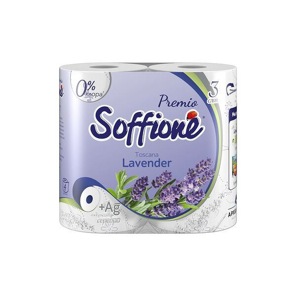 Туалетная бумага Soffione Premio Toscana Lavender 3 слоя 4шт.