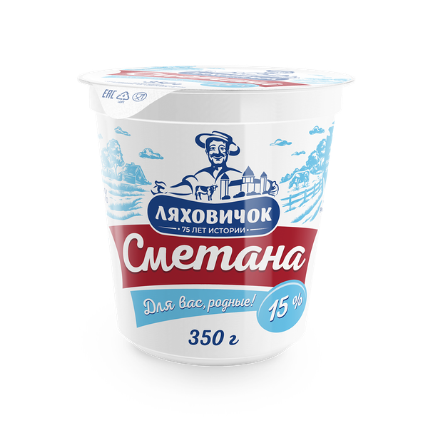 Сметана 15% ж., п/ст 350г.  ТМ Ляховичок