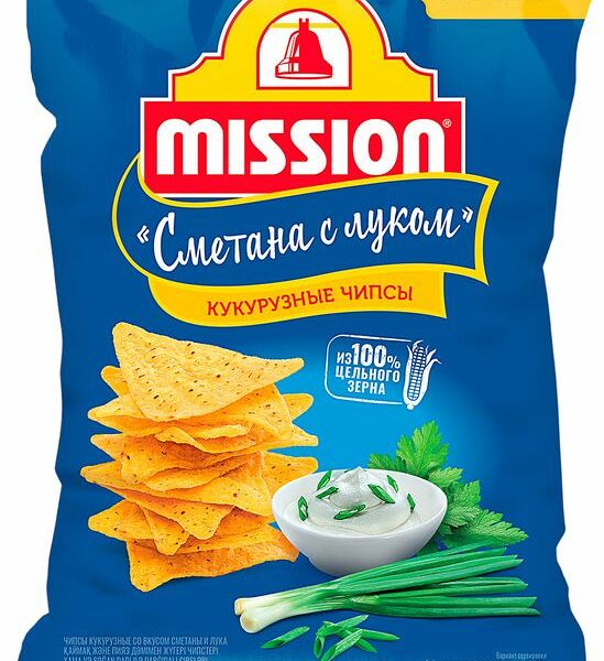 Чипсы кукурузные Mission со вкусом сметаны и лука 90г