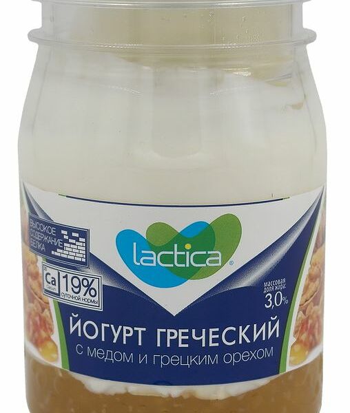 Йогурт Lactica греческий с медом и грецким орехом 3%, 190г