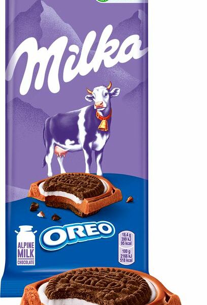 Шоколад молочный Milka с начинкой со вкусом ванили и печеньем Орео, 92г