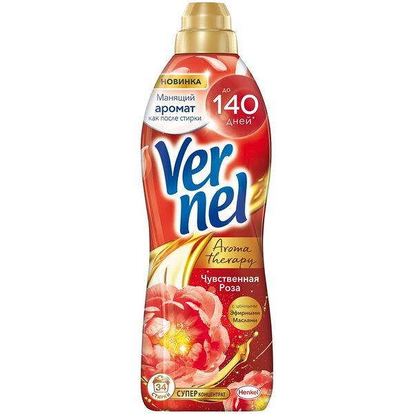 Кондиционер Vernel для белья Ароматерапия Чувственная Роза, 870мл