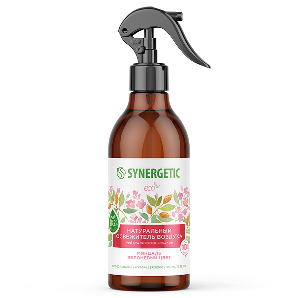 Ароматический гипоаллергенный освежитель воздуха Synergetic Миндаль и Яблоневый Цвет, 380 мл
