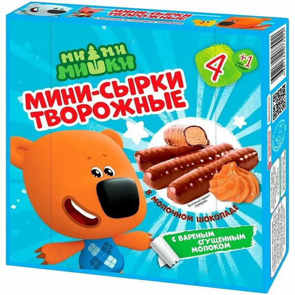 Сырки творожные Ми-Ми-Мишки с варёным сгущённым молоком глазированные 15%, 125г