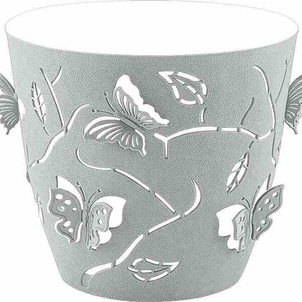 Горшок для цветов Plast Team 3D эффект порхания живых бабочек, 2.5л круглый, жемчужно-серый