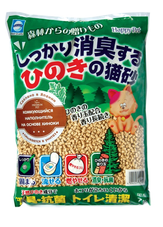 

Наполнитель Japan Premium Pet комкующийся древесный с хиноки 7 л