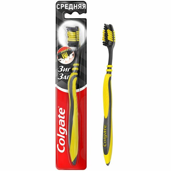 Зубная щетка Colgate Зиг Заг Древесный уголь многофункциональная средней жесткости