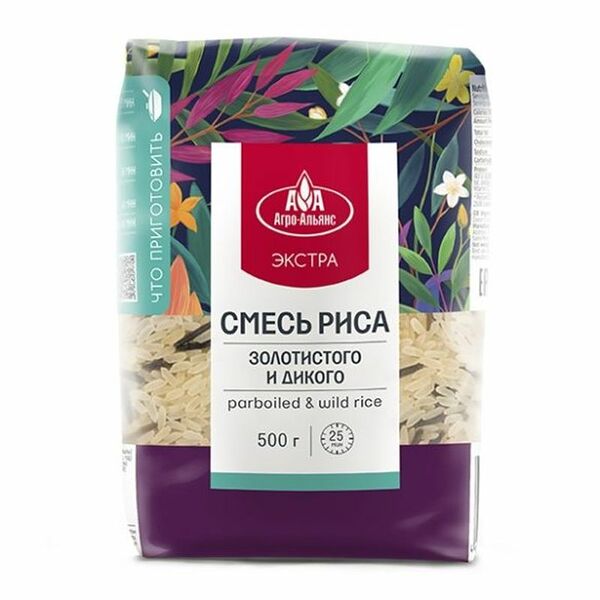 Рис Агро-Альянс смесь золотистого и дикого Экстра 500г